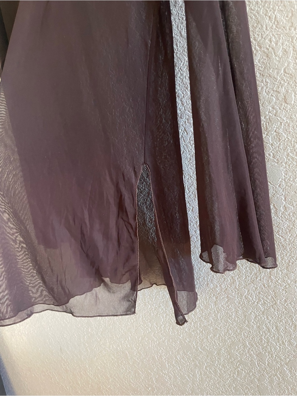 Vintage 90s Y2K Chocolate Brown Sheer Mesh Tie-Neck Long-Sleeve Top Sz L - Picture 5 of 10